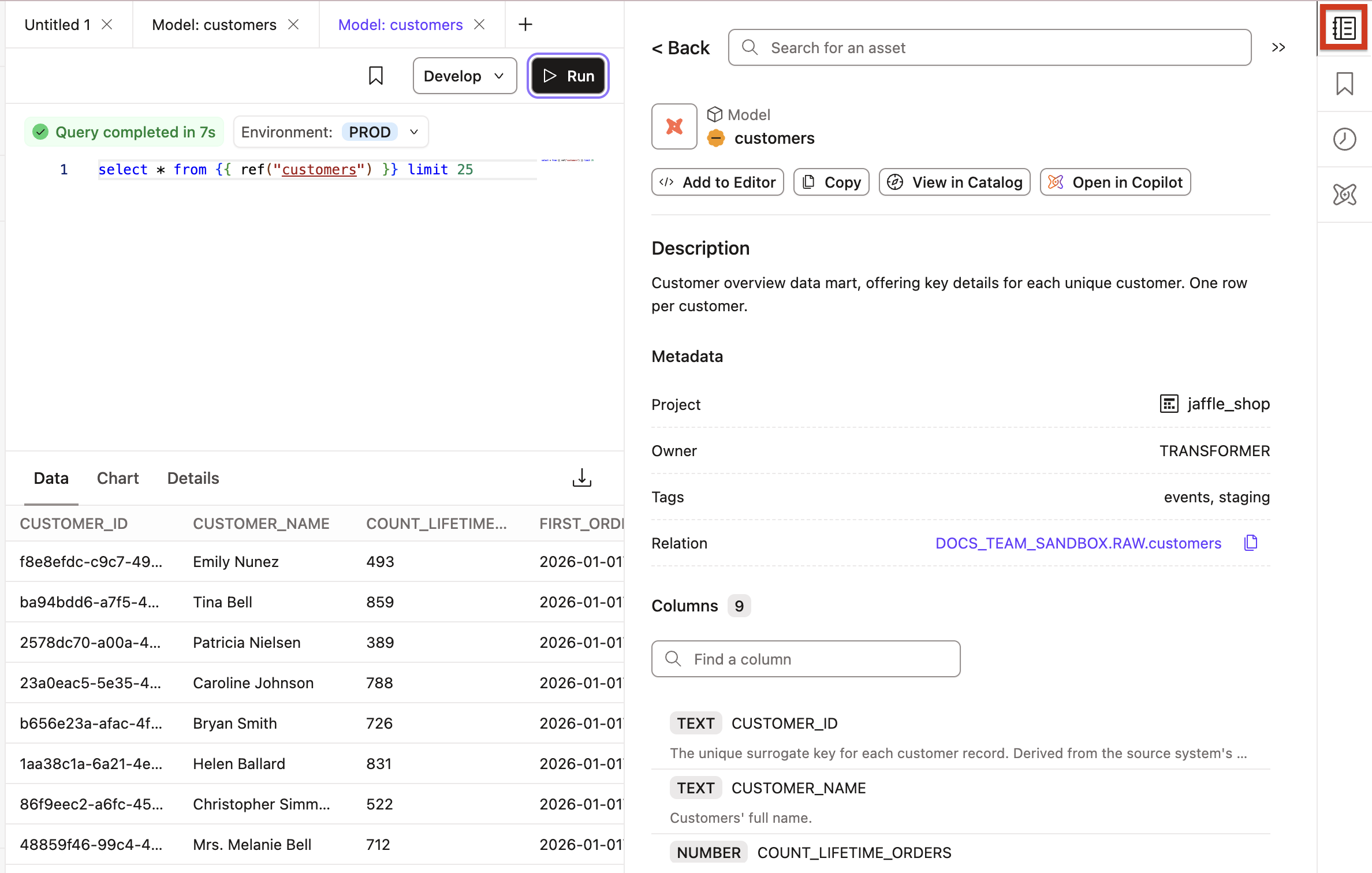 dbt Insights integrated with dbt Catalog dbt Insights integrated with dbt Catalog