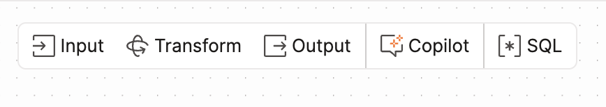 A sleek drag-and-drop canvas interface that allows you to create or modify dbt SQL models.